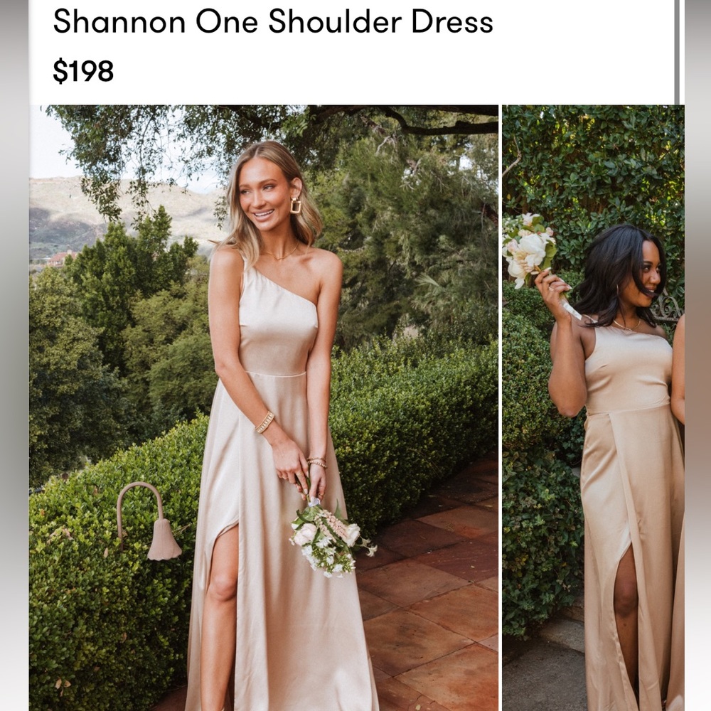 Show Me Your Mumu Champagne Luxe Satin Shannon One Shoulder Dress